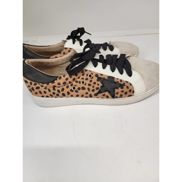 Ccocci animal print sneakers white with leopard print star lace up sz 10 - Picture 4 of 8